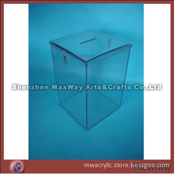 High Quality Vertical Large Space Lucite Ballot Box/Complain Box